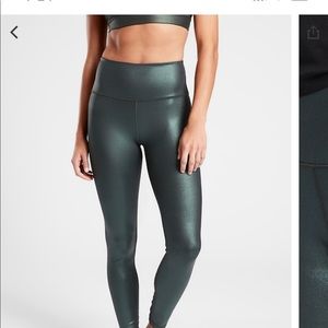 Athleta elation bra and legging. Shimmery green